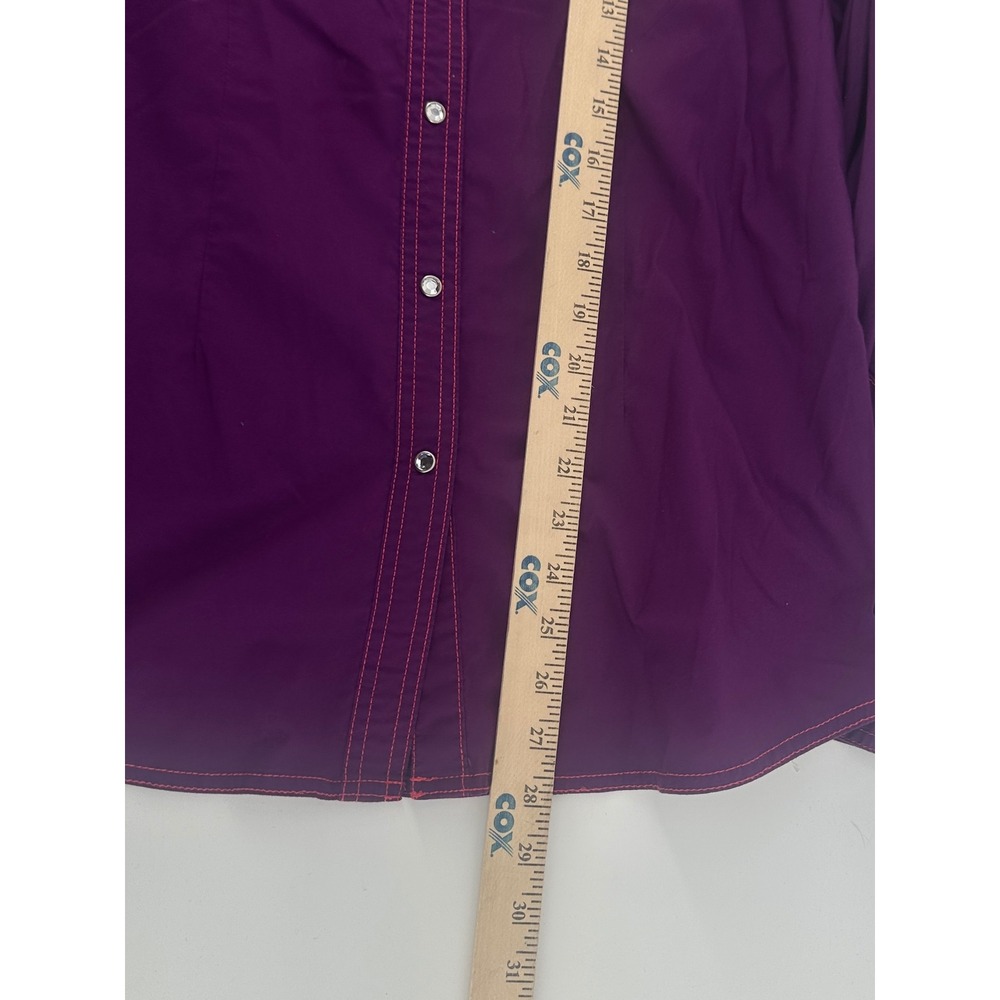Wrangler Rock 47 Shirt Women Large Purple Floral Embroidered Slim Fit Modern - Picture 5 of 8